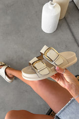 DAYNA Chunky Buckle Sandals - Cream - 1