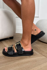 DAYNA Chunky Buckle Sandals - Black