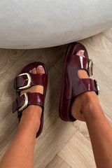 DAYNA Chunky Buckle Sandals - Burgundy