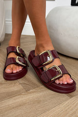 DAYNA Chunky Buckle Sandals - Burgundy