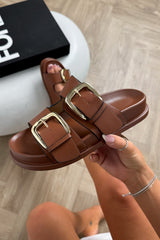 DAYNA Chunky Buckle Sandals - Tan