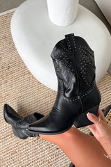 DAYTONA Ankle Western Cowboy Boots - Black