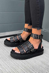 DEFAULT 2.0 Chunky Platform Eyelet Sandals - Black - 1