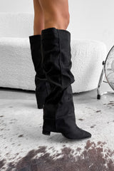DEMI Knee High Black Suede Slouch - Black - 2