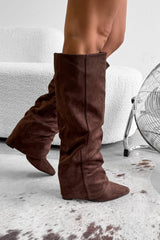 DEMI Knee High Black Suede Slouch - Brown - 2