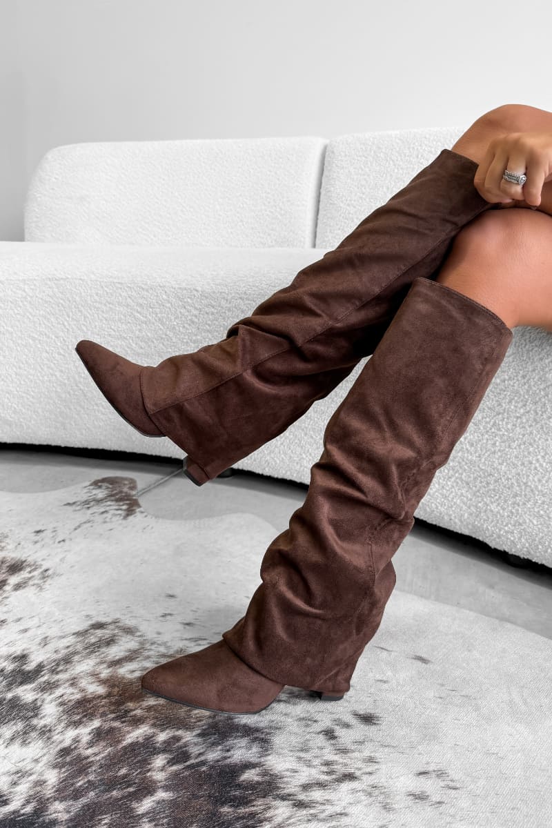 slouch boots knee high camel suede boots