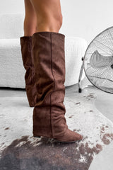 DEMI Knee High Black Suede Slouch - Brown - 4