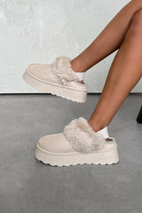 DREAMER Mini Platform Ankle Slippers - Beige - 1