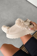DREAMER Mini Platform Ankle Slippers - Beige