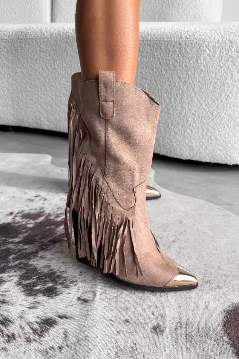 ELISA Western Cowboy Boots - Beige - 1