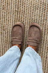 EMILY Suede Mule Loafers – Taupe - 3
