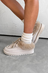 EVE Mini Faux Fur Ankle Slippers - Beige - 1