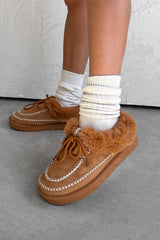 EVE Mini Faux Fur Ankle Slippers - Camel