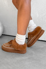 EVE Mini Faux Fur Ankle Slippers - Camel