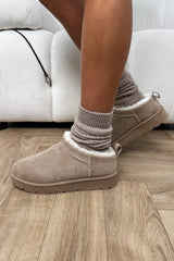 EVLYN Mini Faux Fur Ankle Boots - Beige - 1