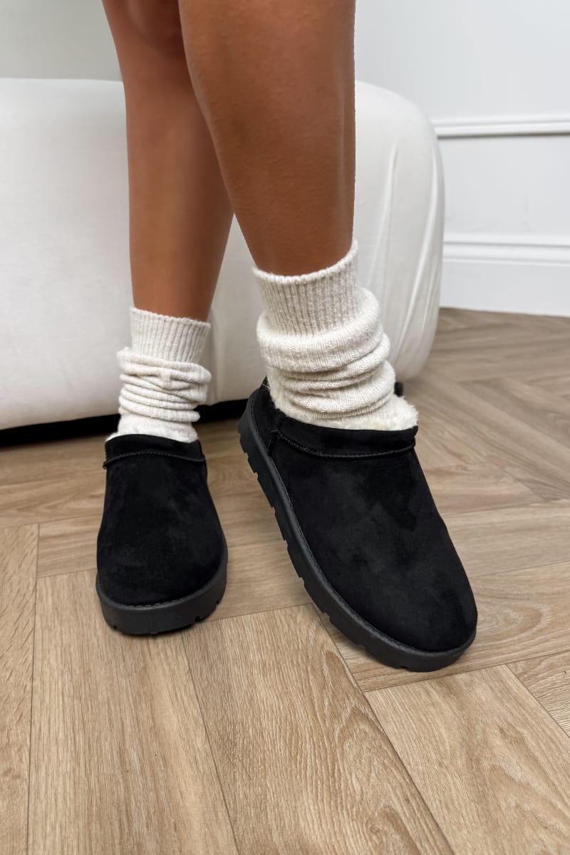 EVLYN Mini Faux Fur Ankle Boots - Black - 1