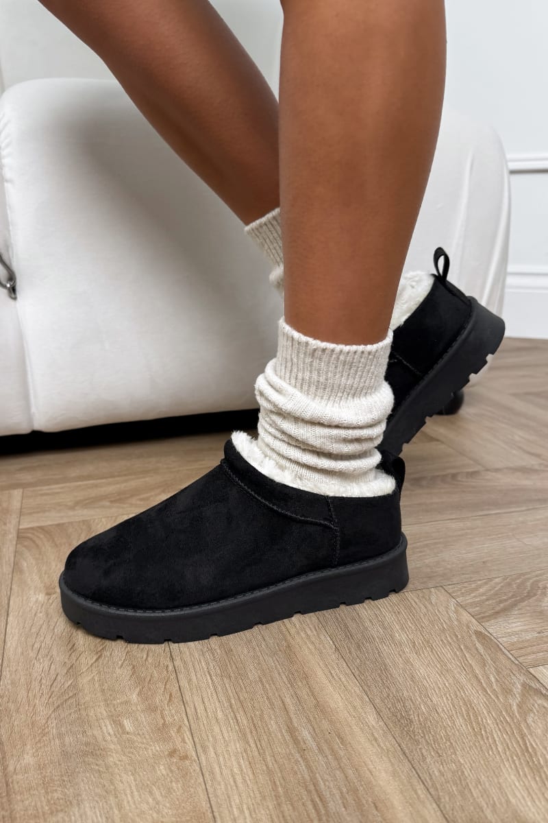 EVLYN Mini Faux Fur Ankle Boots - Black - 2