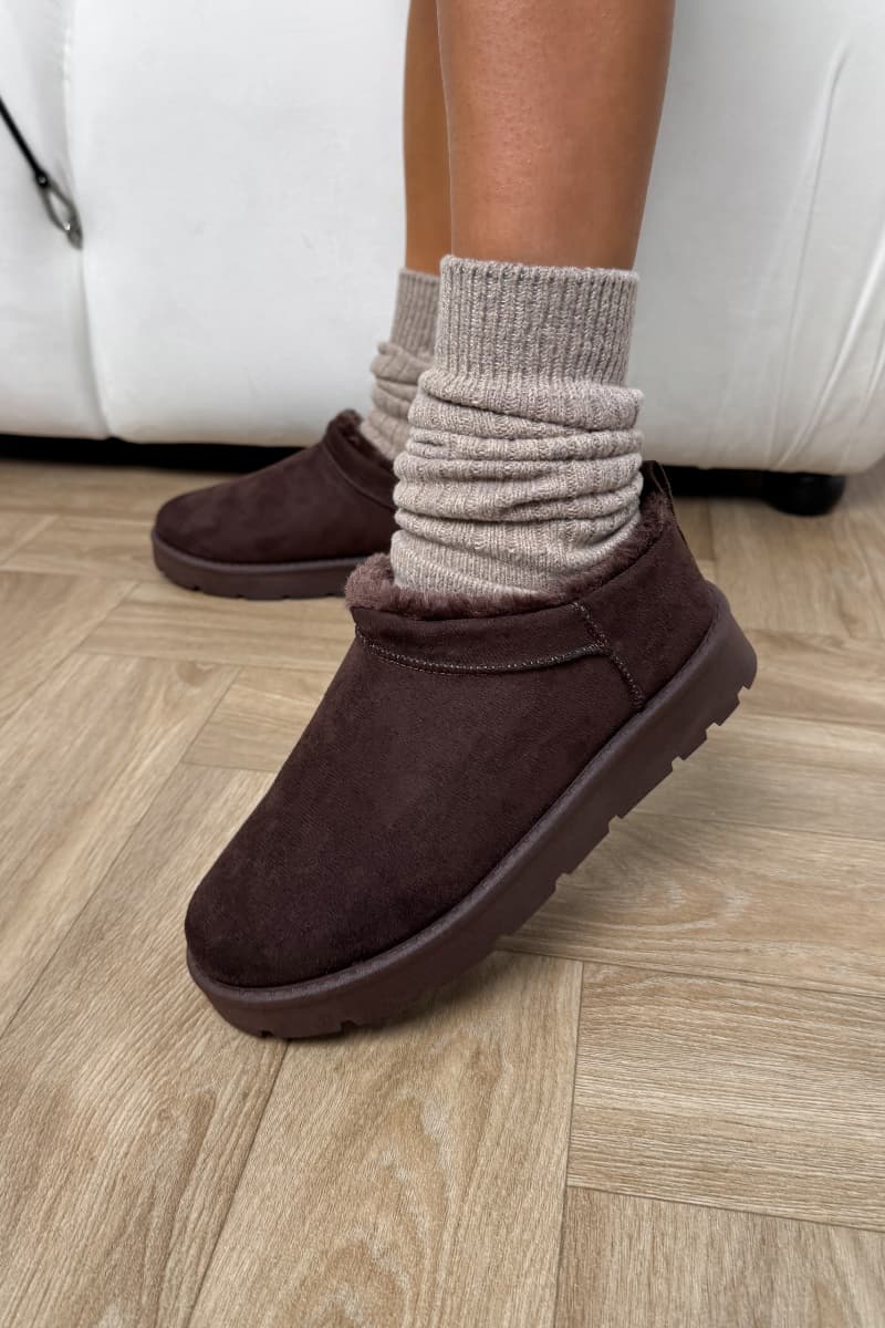 EVLYN Mini Faux Fur Ankle Boots - Brown - 3