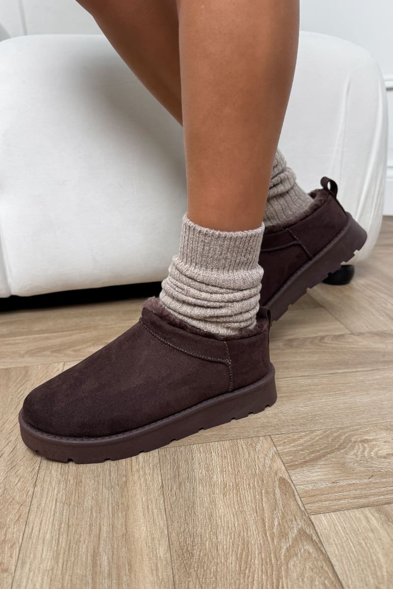 EVLYN Mini Faux Fur Ankle Boots - Brown - 4