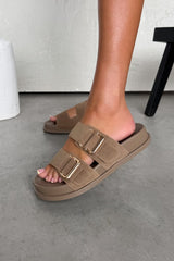 FARRON Chunky Buckle Sandals - Burgundy - 1