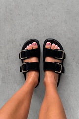 FARRON Chunky Buckle Sandals - Black - 3