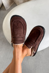 FERN Suede Mule Loafers – Brown - 4
