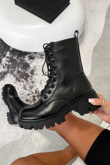 FORCE Chunky Platform Ankle Boots - Black PU - 1
