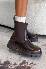 FRAN Chelsea Ankle Boots - Brown PU -2