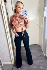 Fitted Flared Trousers - Black - 2