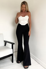 Fitted Flared Trousers - Black