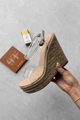 GABBIE Espadrille Wedge Sandals - Nude-3