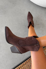 GEORGIA Ankle Western Cowboy Boots - Brown - 2