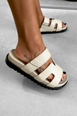 HALLIE Gladiator Strap Sandal - Beige - 1
