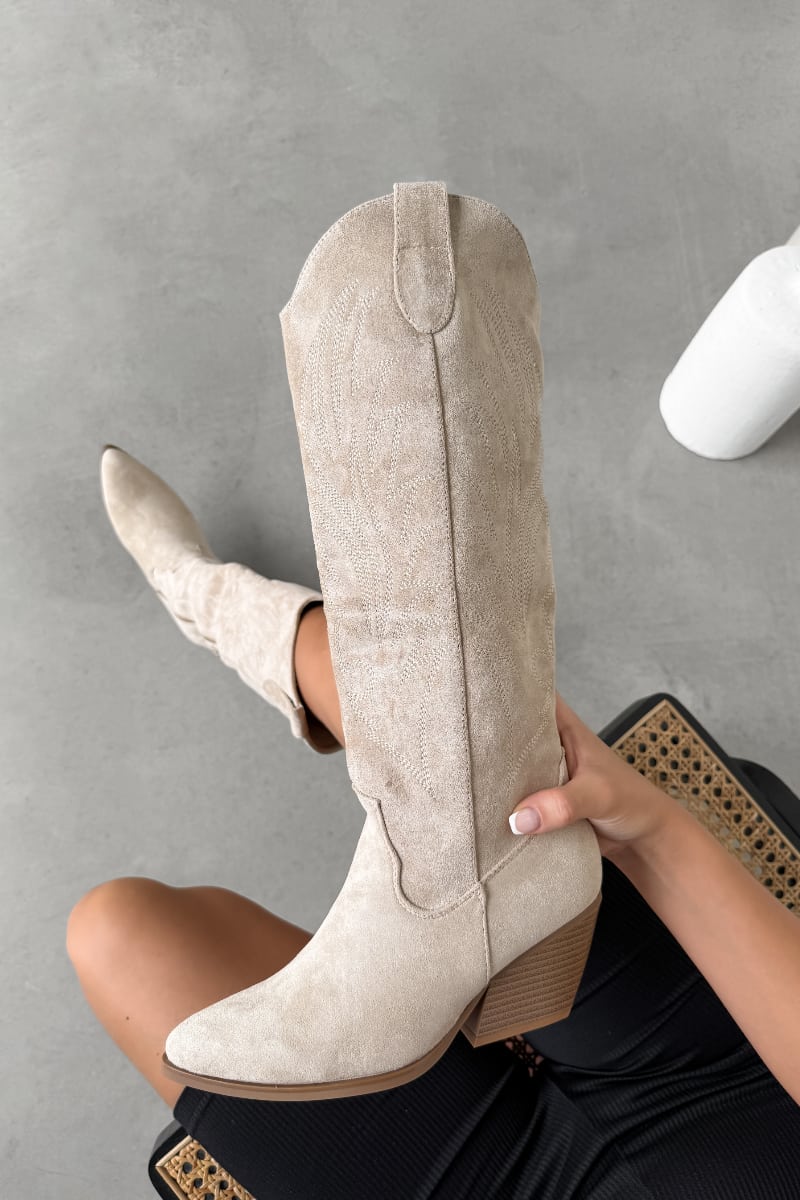 HARLEY Cowboy Western Boots - Beige