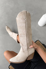 HARLEY Cowboy Western Boots - Beige