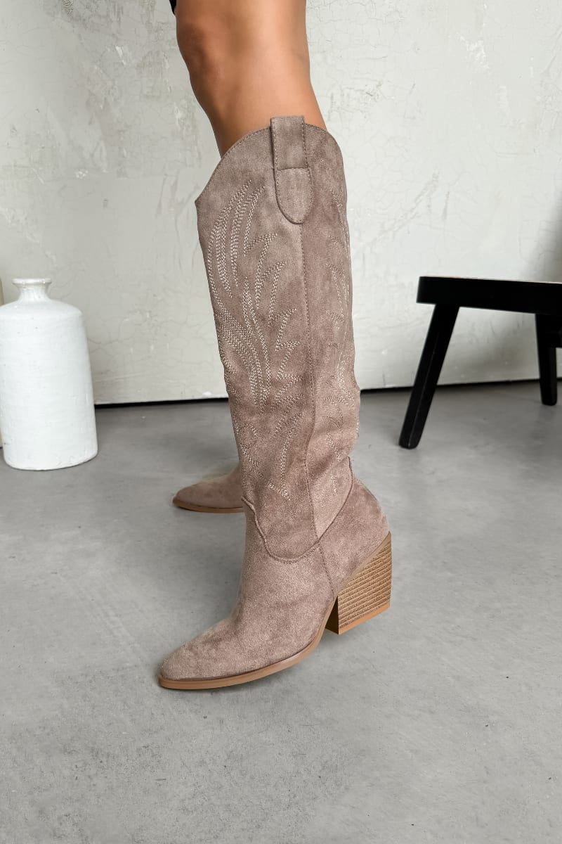 HARLEY Cowboy Western Boots - Taupe - 1