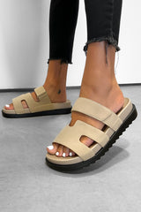 HARLOW Gladiator Velcro Strap Sandal - Beige-1