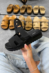 HARLOW Gladiator Velcro Strap Sandal - Black - 4
