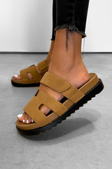 HARLOW Gladiator Velcro Strap Sandal - Camel-1