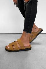 HARLOW Gladiator Velcro Strap Sandal - Camel-3