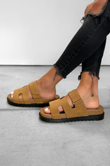 HARLOW Gladiator Velcro Strap Sandal - Camel-2