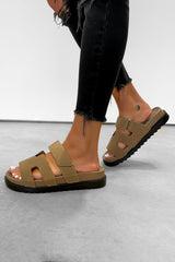 HARLOW Gladiator Velcro Strap Sandal - Taupe-2