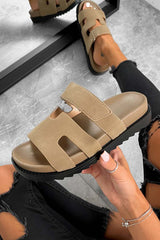 HARLOW Gladiator Velcro Strap Sandal - Taupe