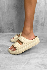 HAVANA Chunky Buckle Sandals - Beige - 2