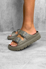 HAVANA Chunky Buckle Sandals - Khaki - 1