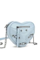 Heart Shaped Cross Body Bag - Blue - 1