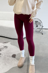 High Waisted Sports Leggings - Burgundy