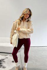 High Waisted Sports Leggings - Burgundy - 3