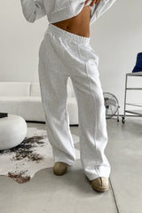 Hooded Sweatshirt And Wide Leg Jogger Set - Grey - 1