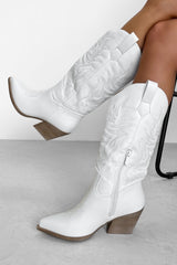 IDAHO Mid Calf Cowboy Western Boots - White - 1